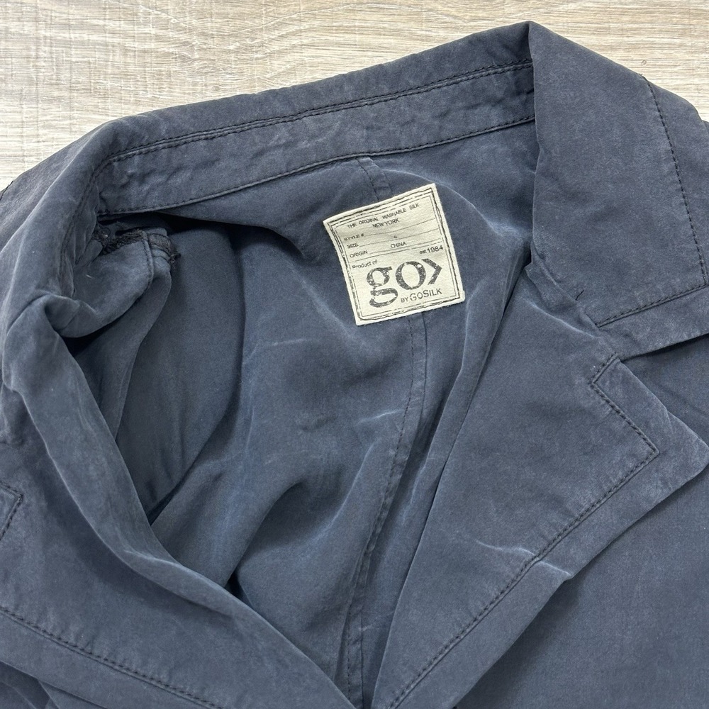 NEW Go Silk $248 Black Go Nano Blazer Jacket Washable Collared Button Up Size 6 - Picture 9 of 12